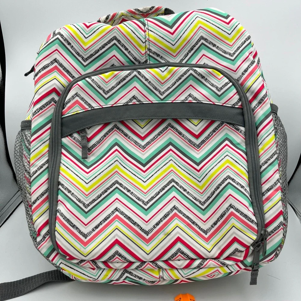 Thirty-One Backpack Chevron‎ Print School Travel Laptop Daypack